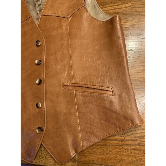 Texas Boot Clothing Vintage Leather Vest Mens Size 40 Tan Cowboy Western Ranch - Picture 13 of 14